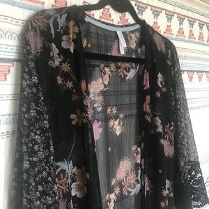 Xhilaration Sweaters - Black floral cardigan kimono XS/ S boho festival Xhilaration Sweaters - Black floral cardigan kimono XS/ S boho festival